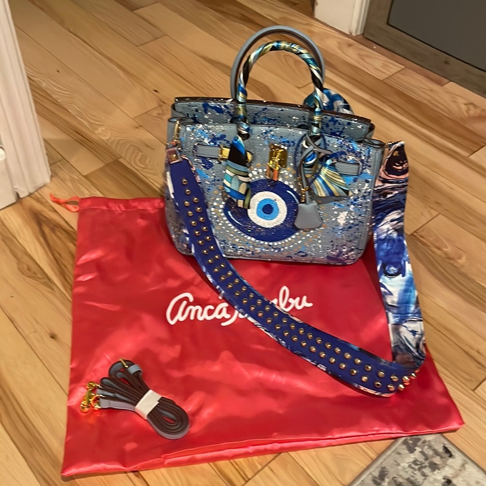 Blue evil eye “birkin style” bag/crossbody